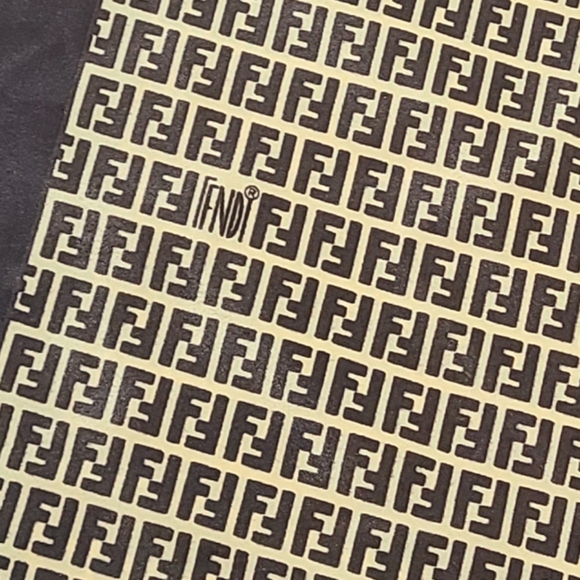 Vintage Fendi Zucca 100% Silk Scarf FF Logo Print Large Square Scarf Sz 34"×34" - Picture 12 of 14